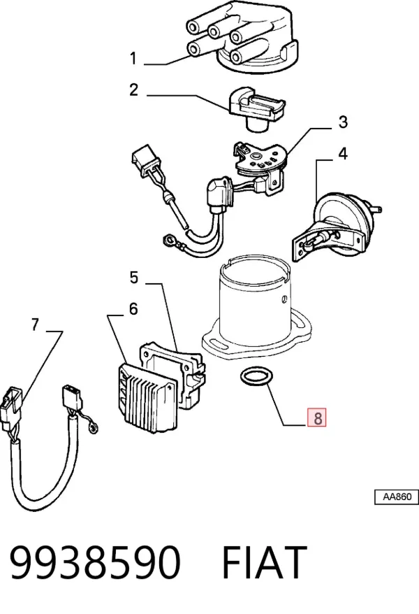 Vedante anular de distribuidor 9938590 Fiat/Alfa/Lancia