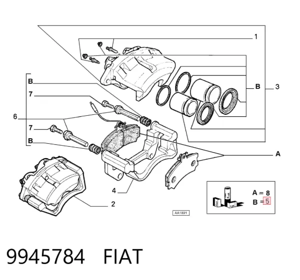 Kit de reparação de suporte do freio dianteiro 9945784 Fiat/Alfa/Lancia