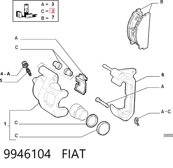 Kit de reparação de suporte do freio dianteiro 9946104 Fiat/Alfa/Lancia