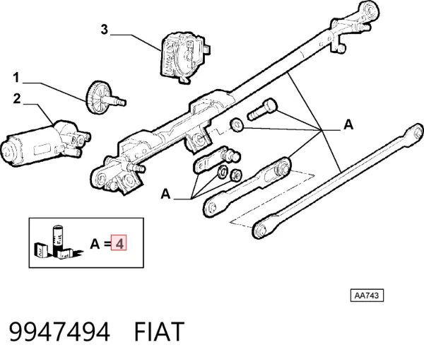 Trapézio de limpador pára-brisas Fiat Brava 182