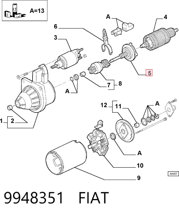 Redutor do motor de arranco 9948351 Fiat/Alfa/Lancia