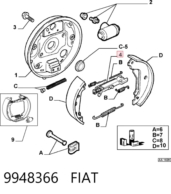 Regulador do freio de tambor traseiro 9948366 Fiat/Alfa/Lancia
