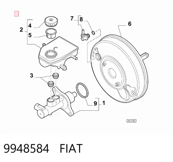 Tampa de tanque de cilindro mestre do freio 9948584 Fiat/Alfa/Lancia