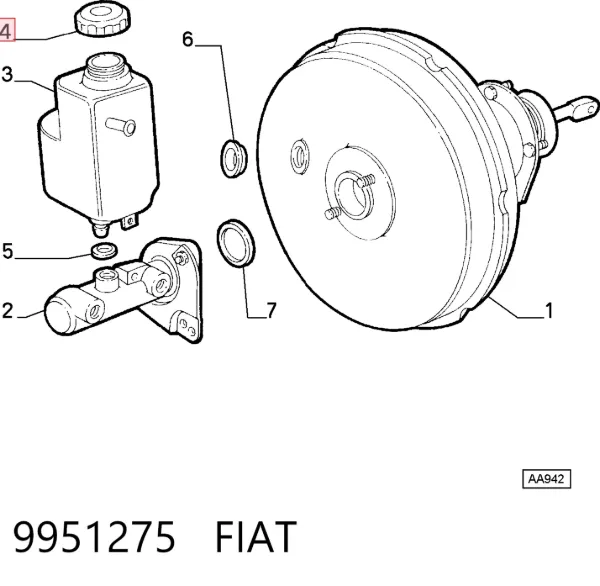 Tampa de tanque de cilindro mestre do freio 9951275 Fiat/Alfa/Lancia