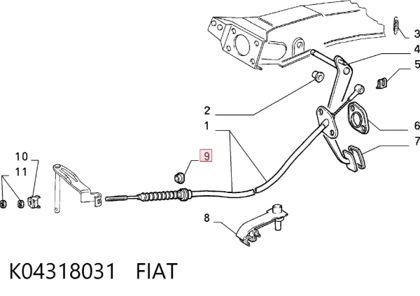 Meio para a fixação de parafusos K04318031 Fiat/Alfa/Lancia