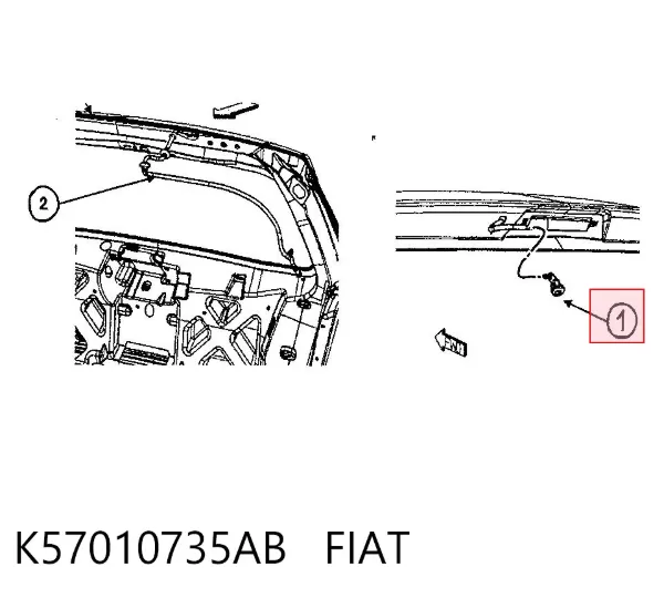 Injetor de fluido para lavador de vidro traseiro K57010735AB Fiat/Alfa/Lancia