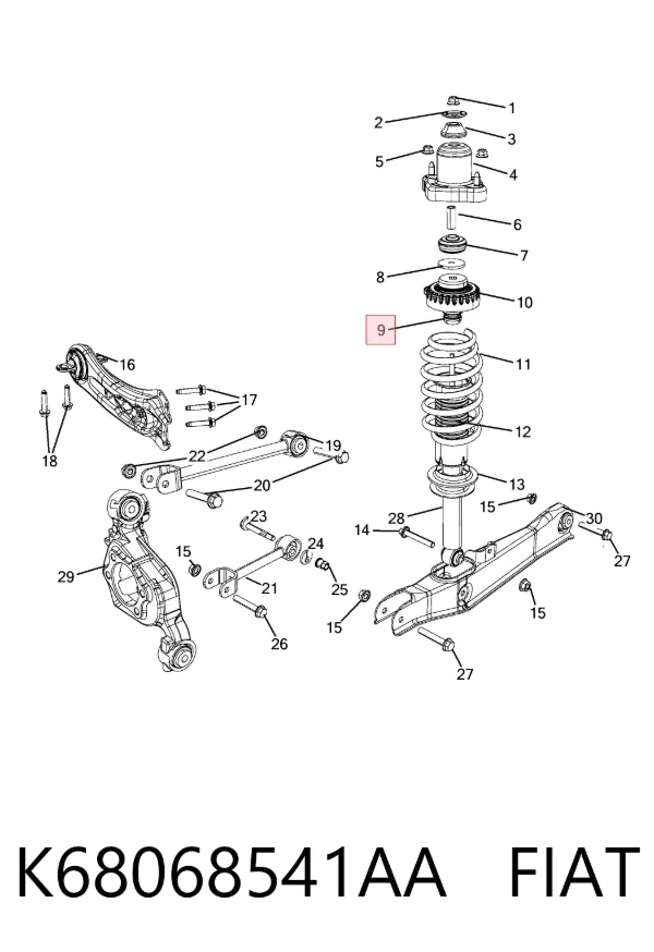 Pára-choque (grade de proteção) de amortecedor traseiro K68068541AA Fiat/Alfa/Lancia