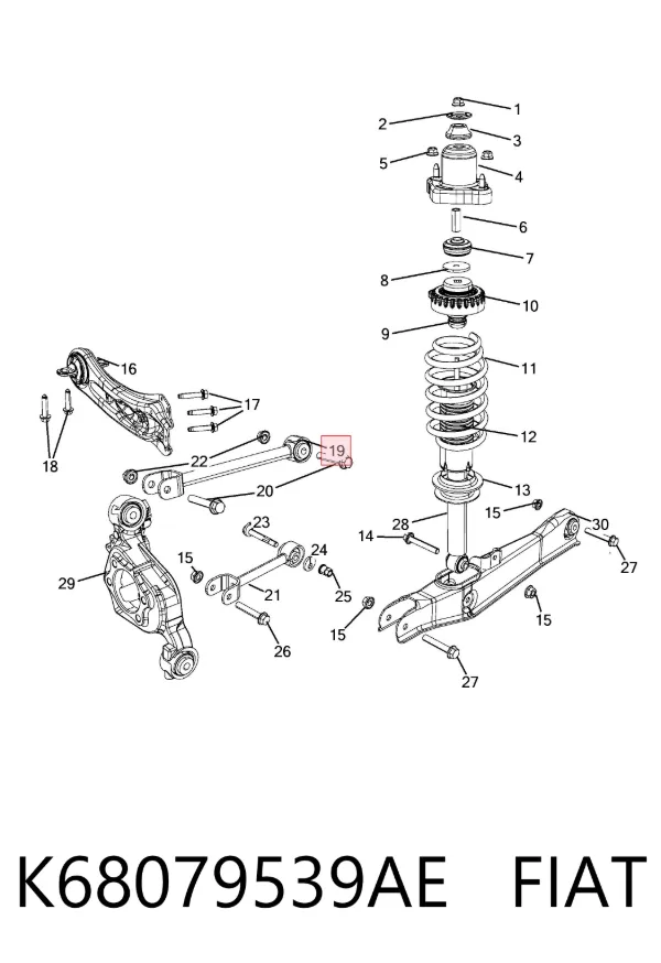 Barra transversal de suspensão traseira K68079539AE Fiat/Alfa/Lancia