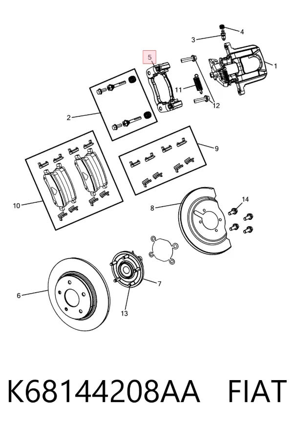Braçadeira do freio de suporte traseiro K68144208AA Fiat/Alfa/Lancia