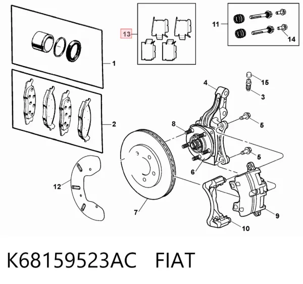 Sapatas do freio traseiras de disco K68159523AC Fiat/Alfa/Lancia