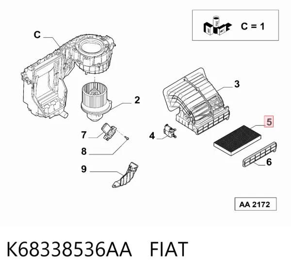 Filtro de salão K68338536AA Fiat/Alfa/Lancia