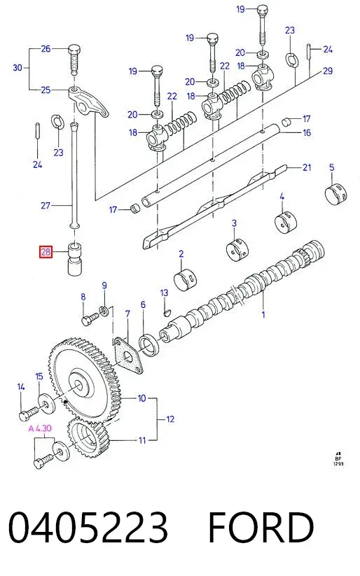 Compensador hidrâulico (empurrador hidrâulico), empurrador de válvulas Ford Sierra I