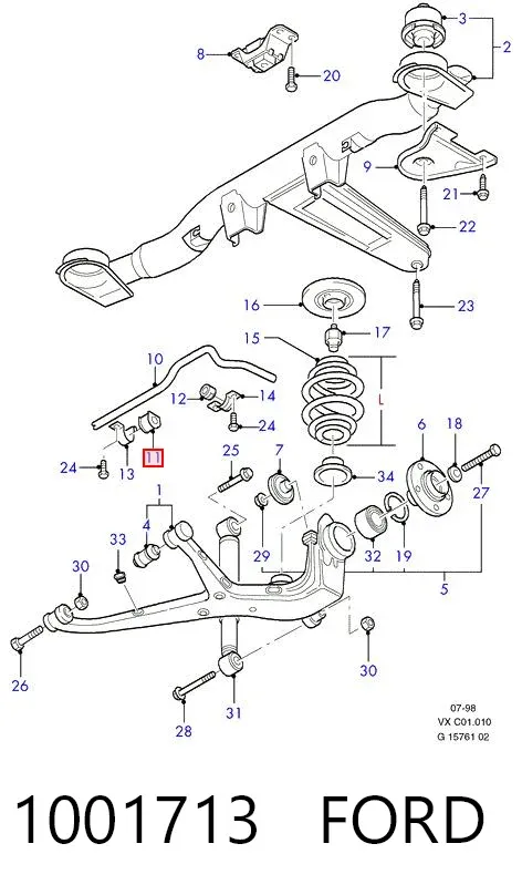 Bucha de estabilizador traseiro 1001713 Ford