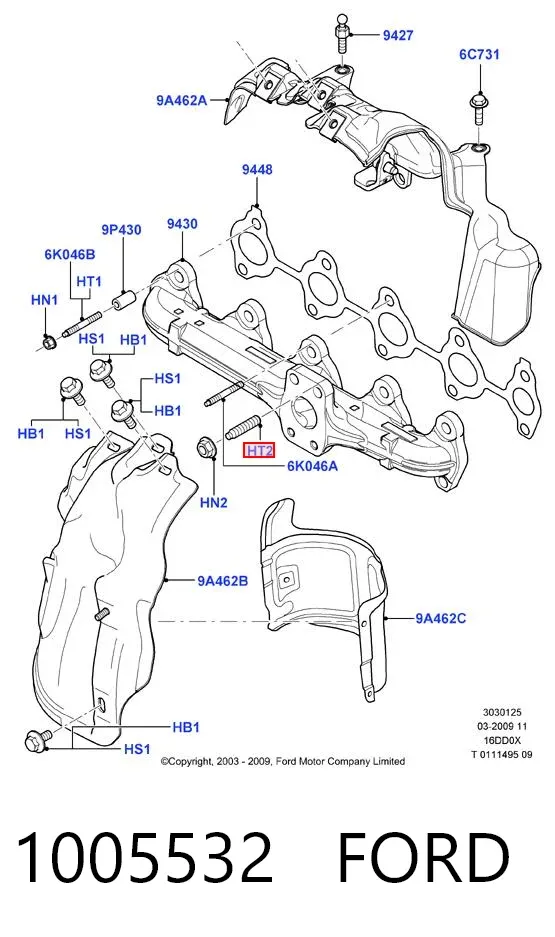 Parafuso (prego) de fixação de turbina 1005532 Ford