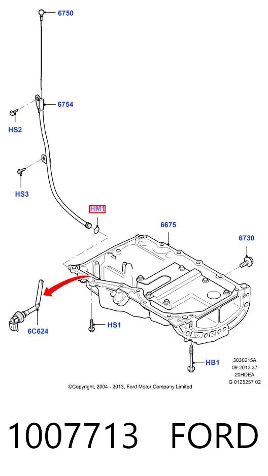 Anel de vedação da sonda de óleo 1007713 Ford