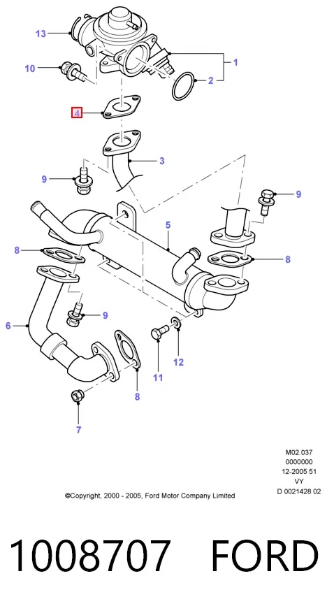 Vedante de válvula EGR de recirculação 1008707 Ford