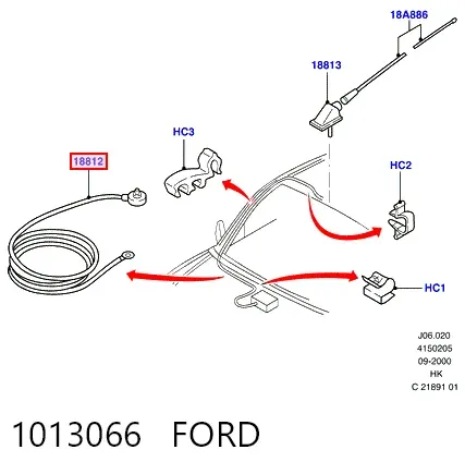 Haste de antena 1013066 Ford