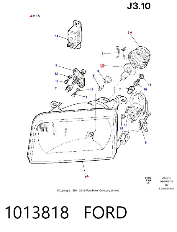 Lâmpada halógena 1013818 Ford