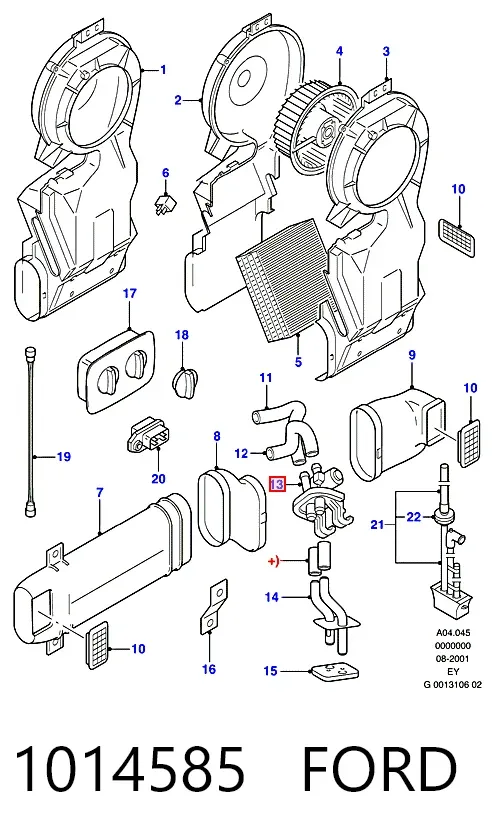Válvula de forno (de aquecedor) 1014585 Ford