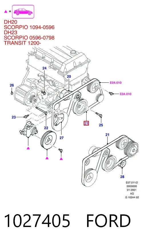 Correia dos conjuntos de transmissão 1027405 Ford