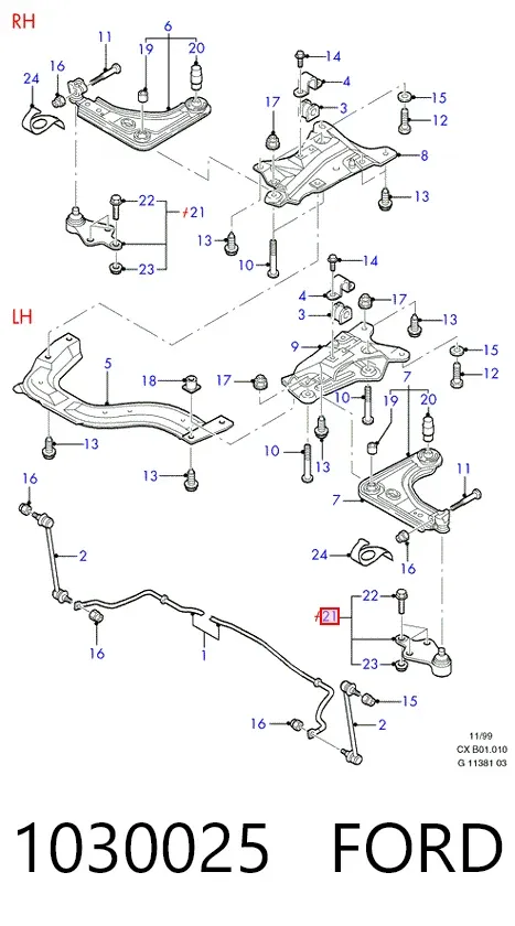 Suporte de esfera inferior 1030025 Ford