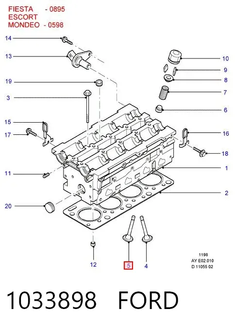 Válvula de escape 1033898 Ford