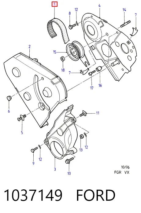 Correia do mecanismo de distribuição de gás 1037149 Ford