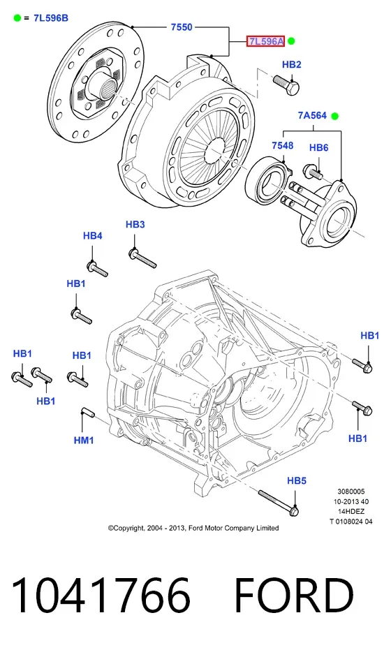 Kit de embraiagem (3 peças) 1041766 Ford