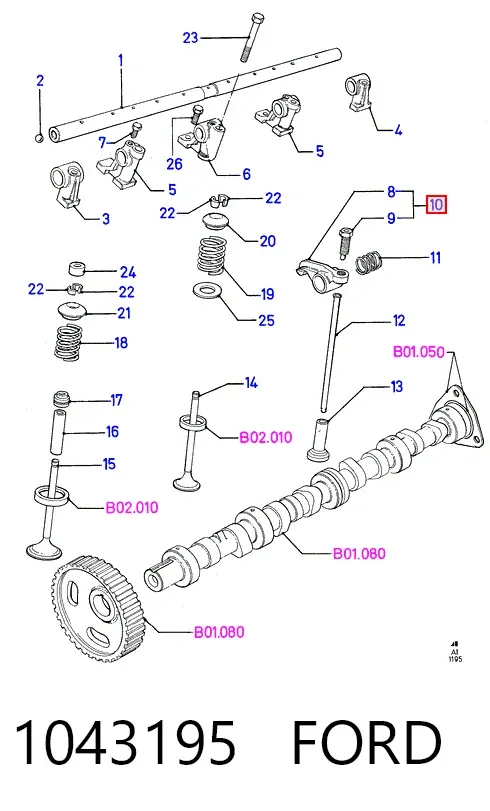 Balanceiro de válvula (balanceiro de válvulas) 1043195 Ford