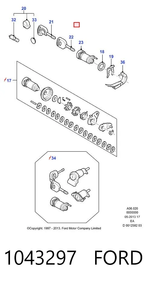 Fecho da porta dianteira esquerda Ford Escort VII