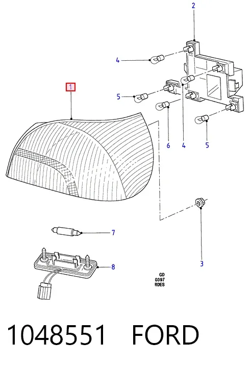 Lanterna traseira direita 1048551 Ford