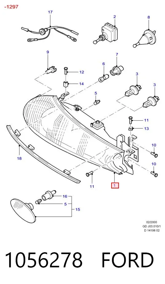 Luz esquerda 1056278 Ford