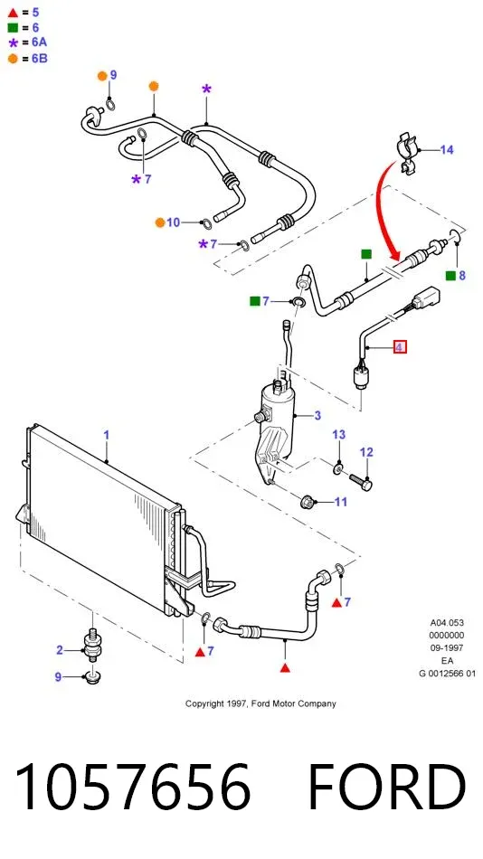 Sensor de pressão absoluta de aparelho de ar condicionado 1057656 Ford