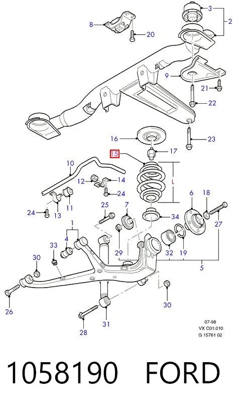 Mola traseira 1058190 Ford