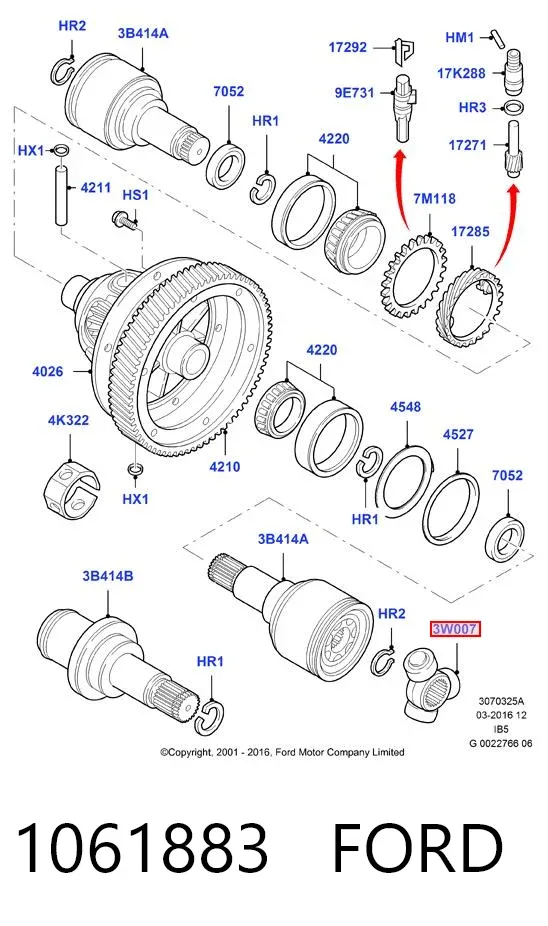 Junta homocinética interna, tripé 1061883 Ford