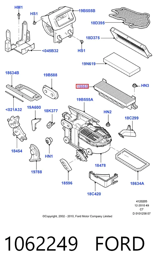 Filtro de salão 1062249 Ford