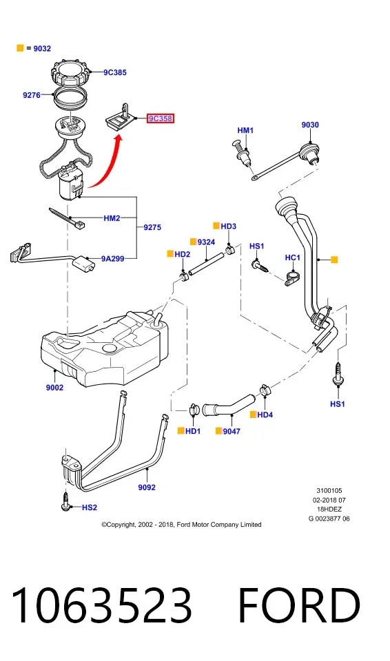 Filtro de malha de bomba de gasolina 1063523 Ford