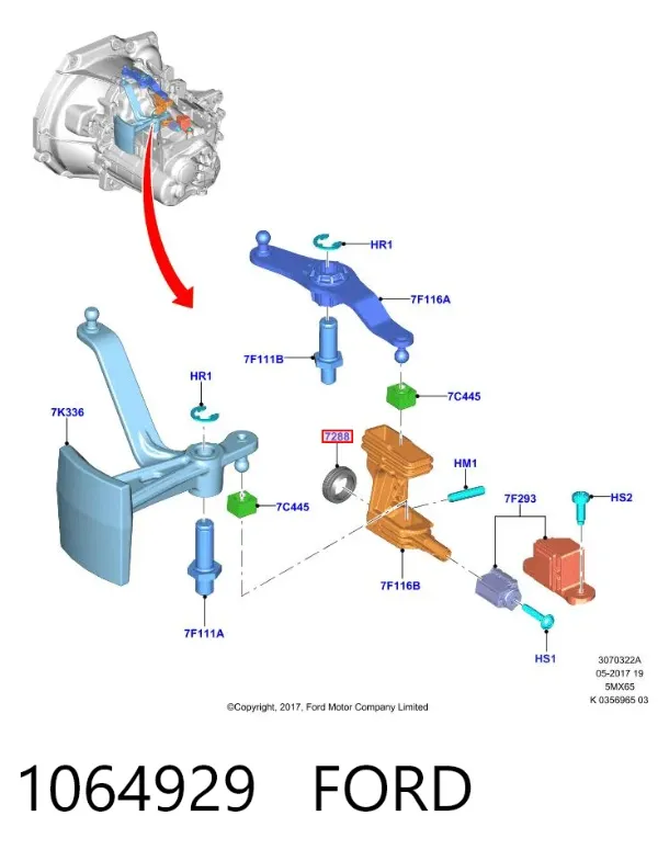 Bucim de ligação de mudança 1064929 Ford