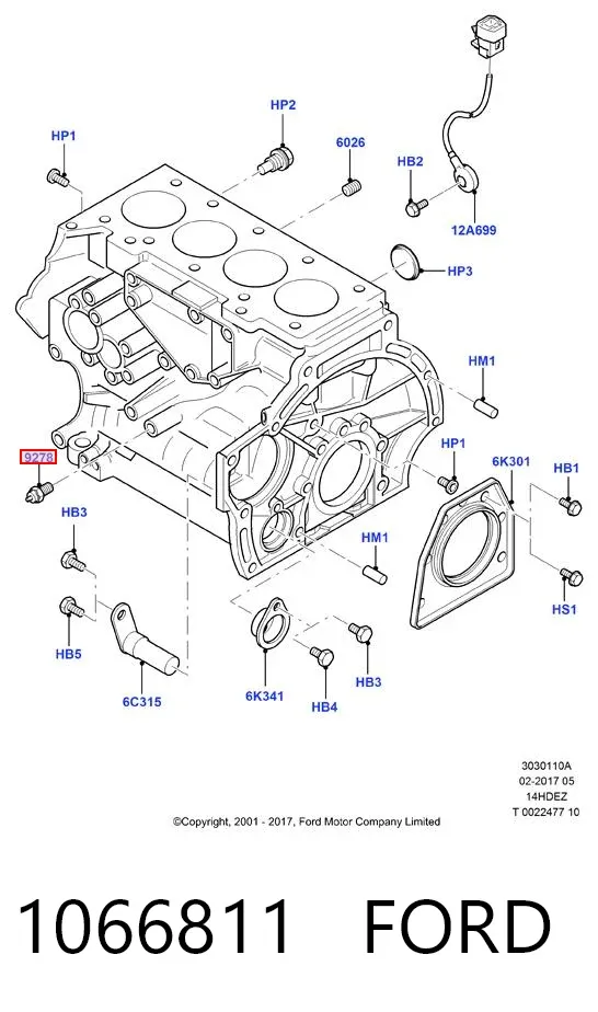 Sensor de pressão de óleo 1066811 Ford