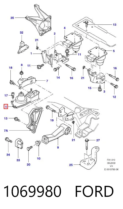 Coxim (suporte) direito de motor 1069980 Ford