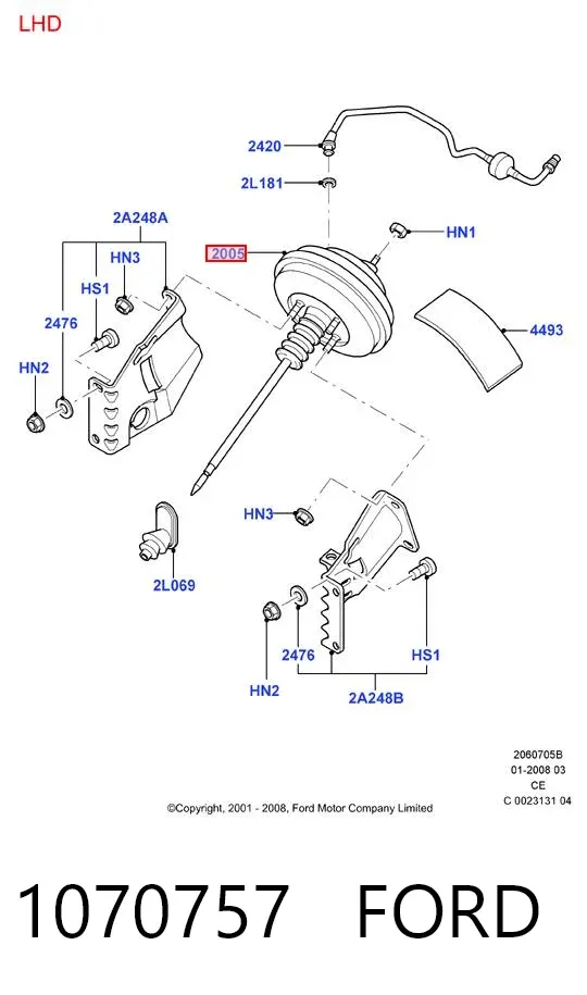 Reforçador dos freios a vácuo 1070757 Ford