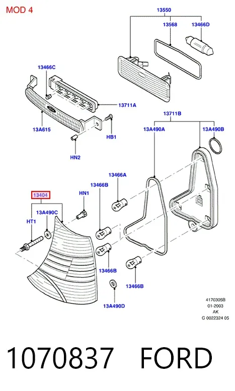 Lanterna traseira esquerda 1070837 Ford