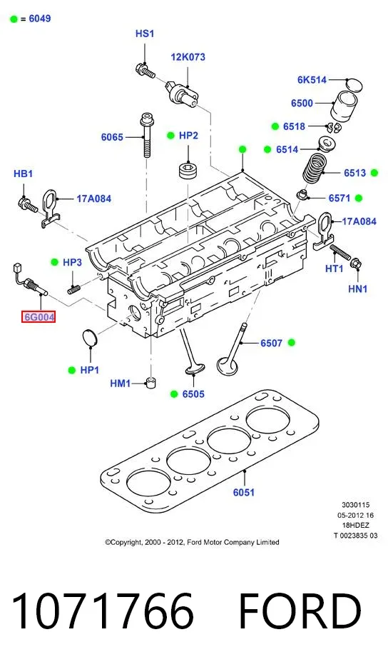 Sensor de temperatura do fluido de esfriamento 1071766 Ford