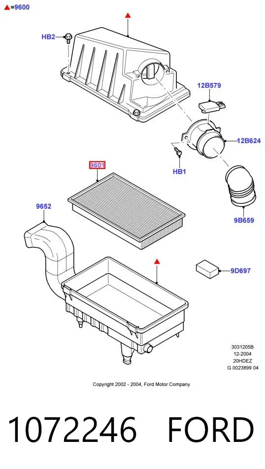 Filtro de ar 1072246 Ford