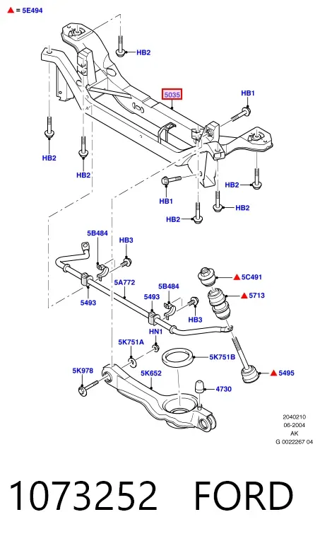 Viga de suspensão traseira (plataforma veicular) 1073252 Ford