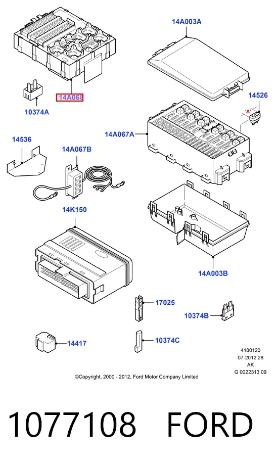 Unidade de dispositivos de segurança 1077108 Ford