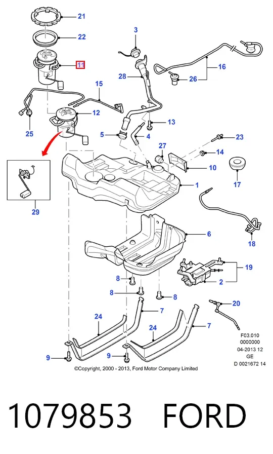 Módulo de bomba de combustível com sensor do nível de combustível 1079853 Ford