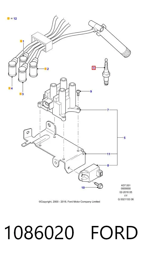 Vela de ignição 1086020 Ford