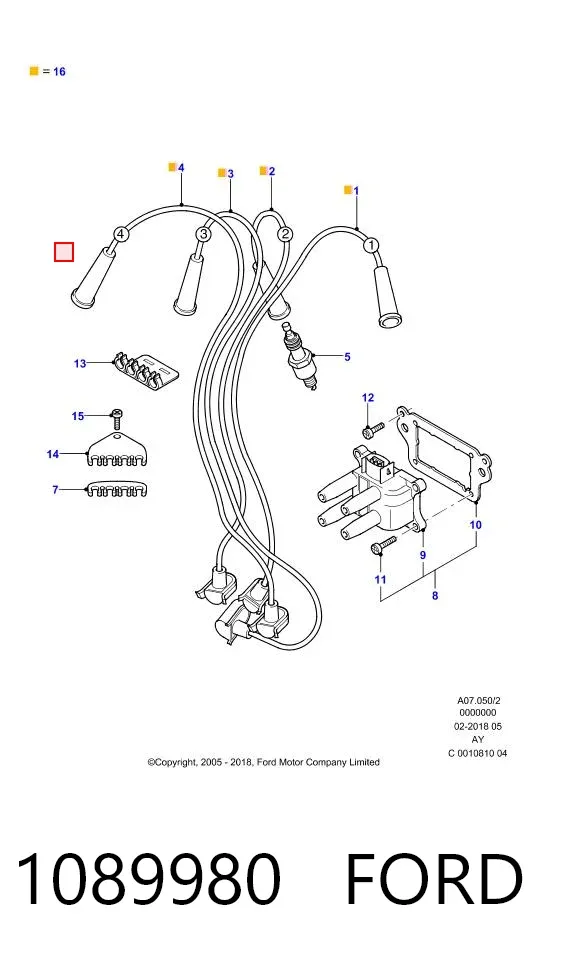 Fios de alta voltagem, kit 1089980 Ford