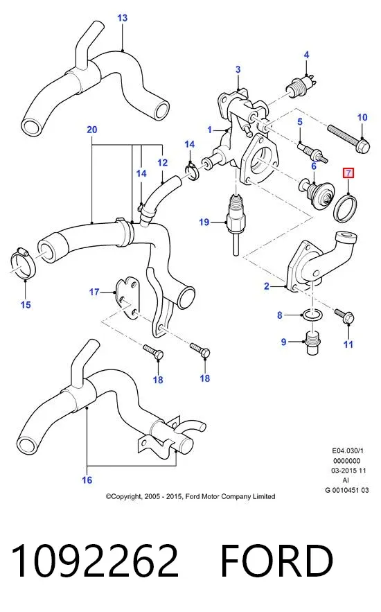 Vedante de termostato 1092262 Ford